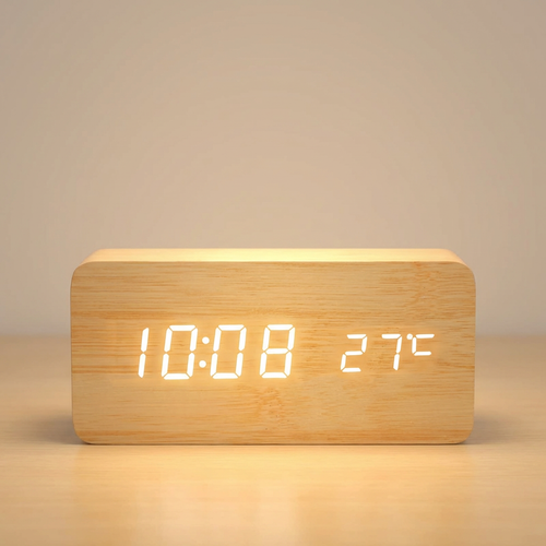 Réveil Digital Bois LED | WoodGlow™