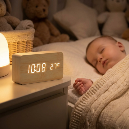 Réveil Digital Bois LED | WoodGlow™