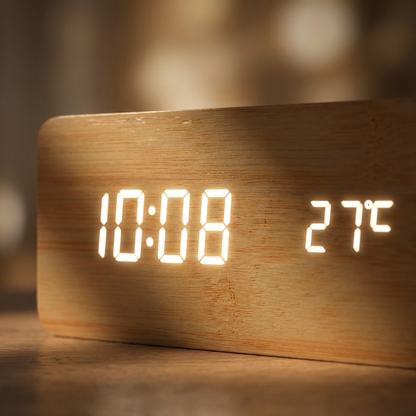 Réveil Digital Bois LED | WoodGlow™