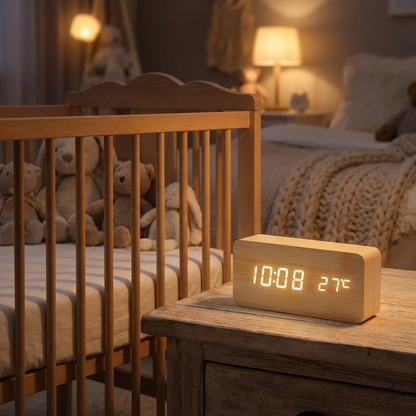 Réveil Digital Bois LED | WoodGlow™