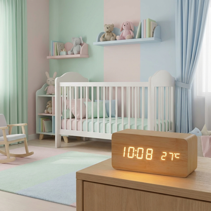 Réveil Digital Bois LED | WoodGlow™