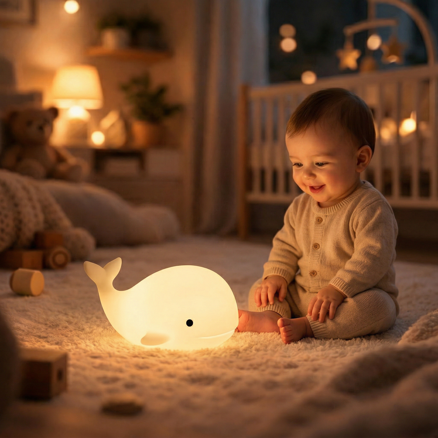 Veilleuse Baleine Bébé LED | WhaleGlow™