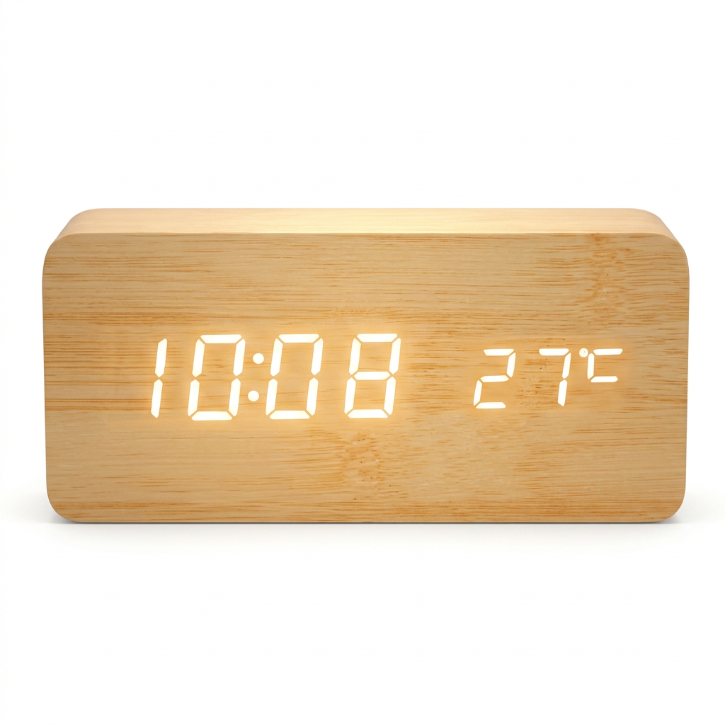 Réveil Digital Bois LED