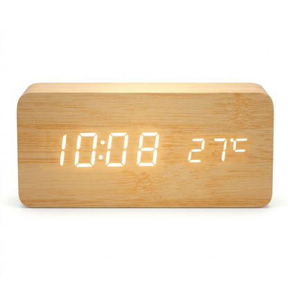 Réveil Digital Bois LED